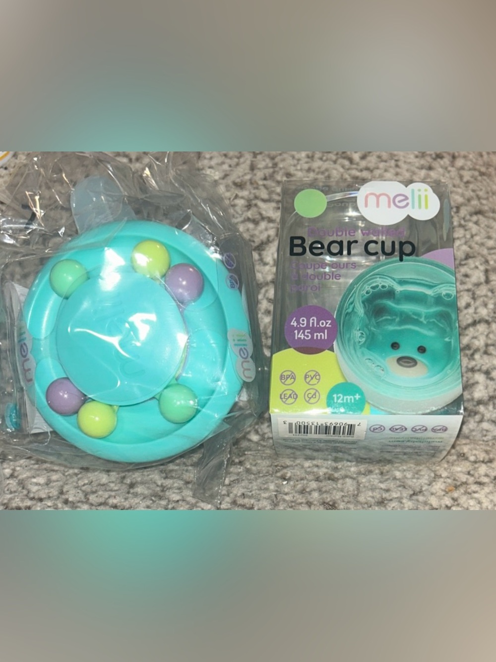 Meli Baby Bear Cup 4.9 fl oz - Teal with Abacus Snack Cup